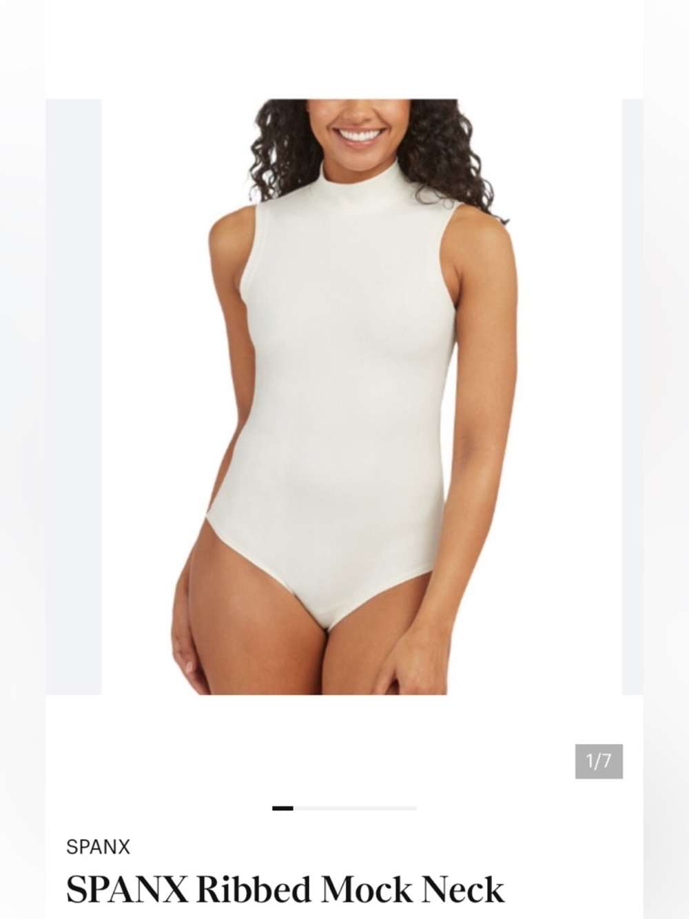 SPANX Sleeveless Ribbed Mock Neck Bodysuit Size medium cream nwot